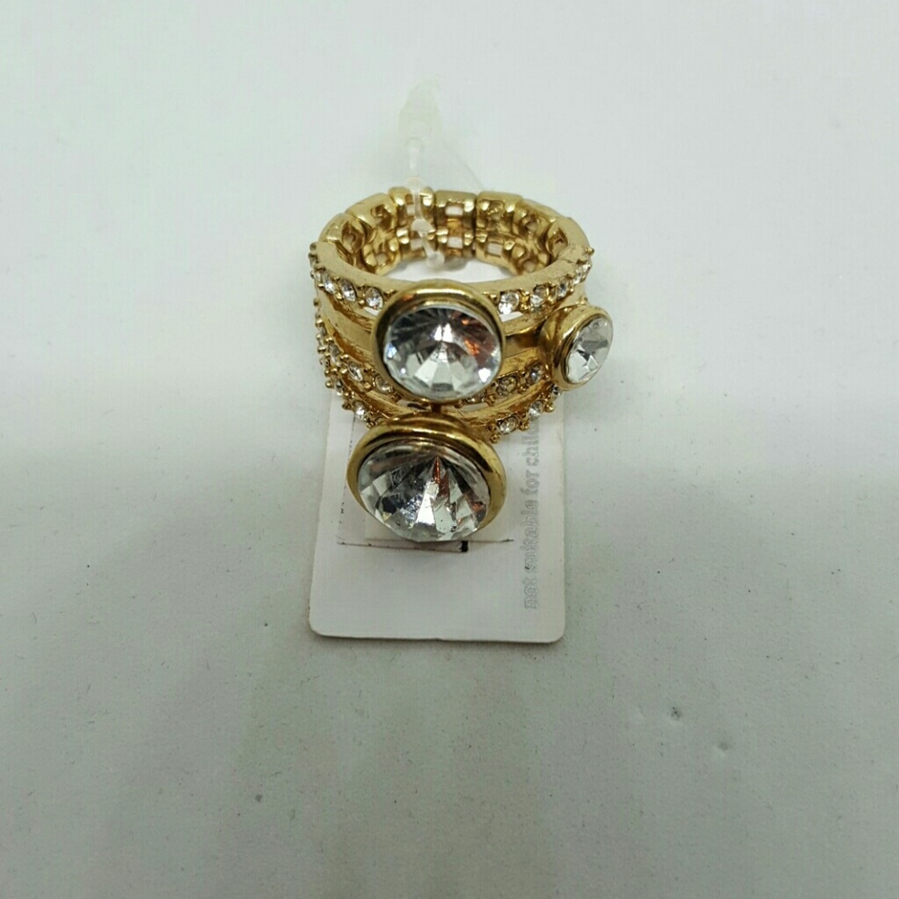 3 rhinestone stacked ring with rhinestone bands